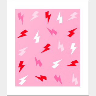 Red and Pinks Lightning Bolts Pattern Posters and Art